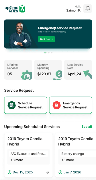 Uptime Crew driver app home screen